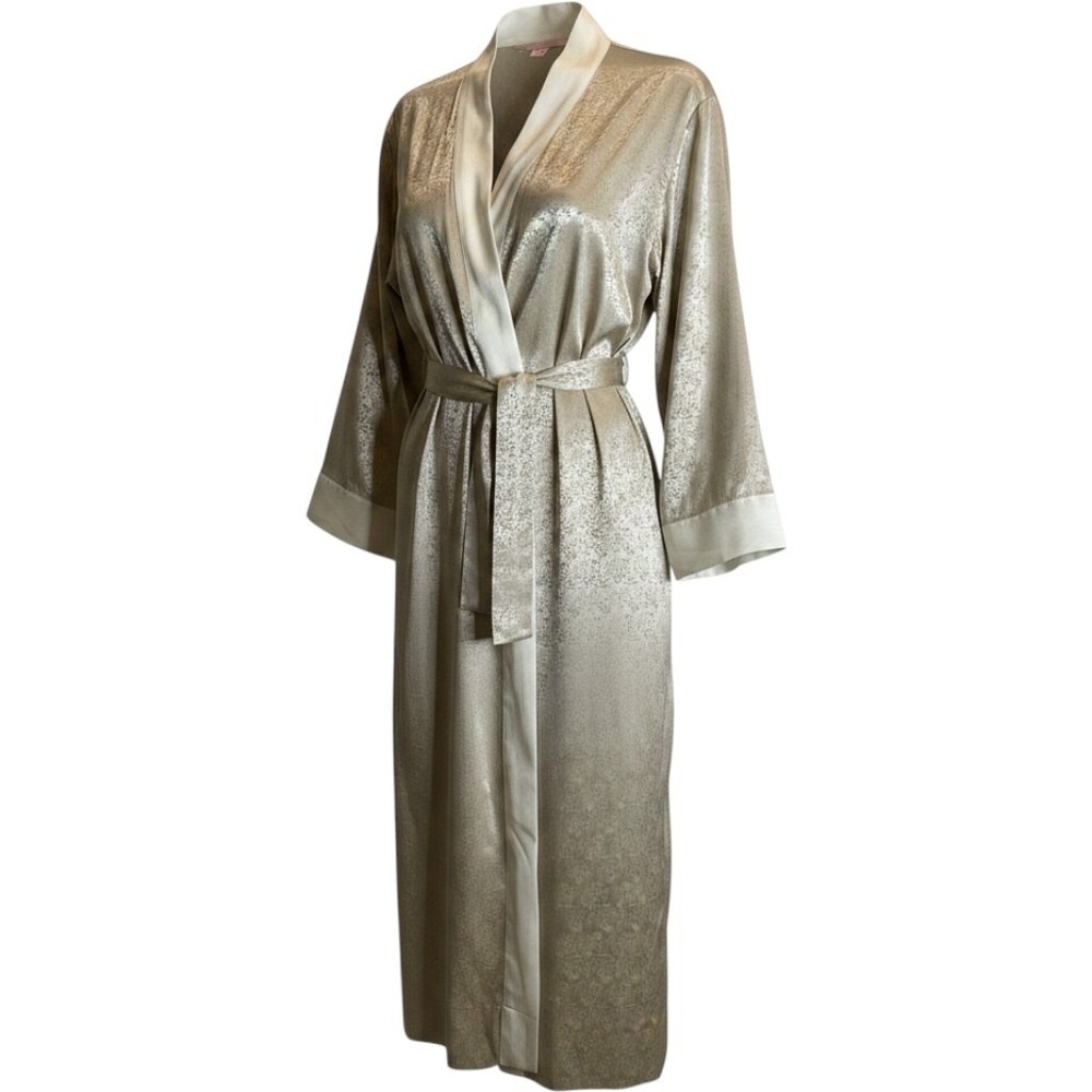 Vintage Victoria's Secret Satin Robe Long Belted Pockets Gold Bridal '99 M/L
